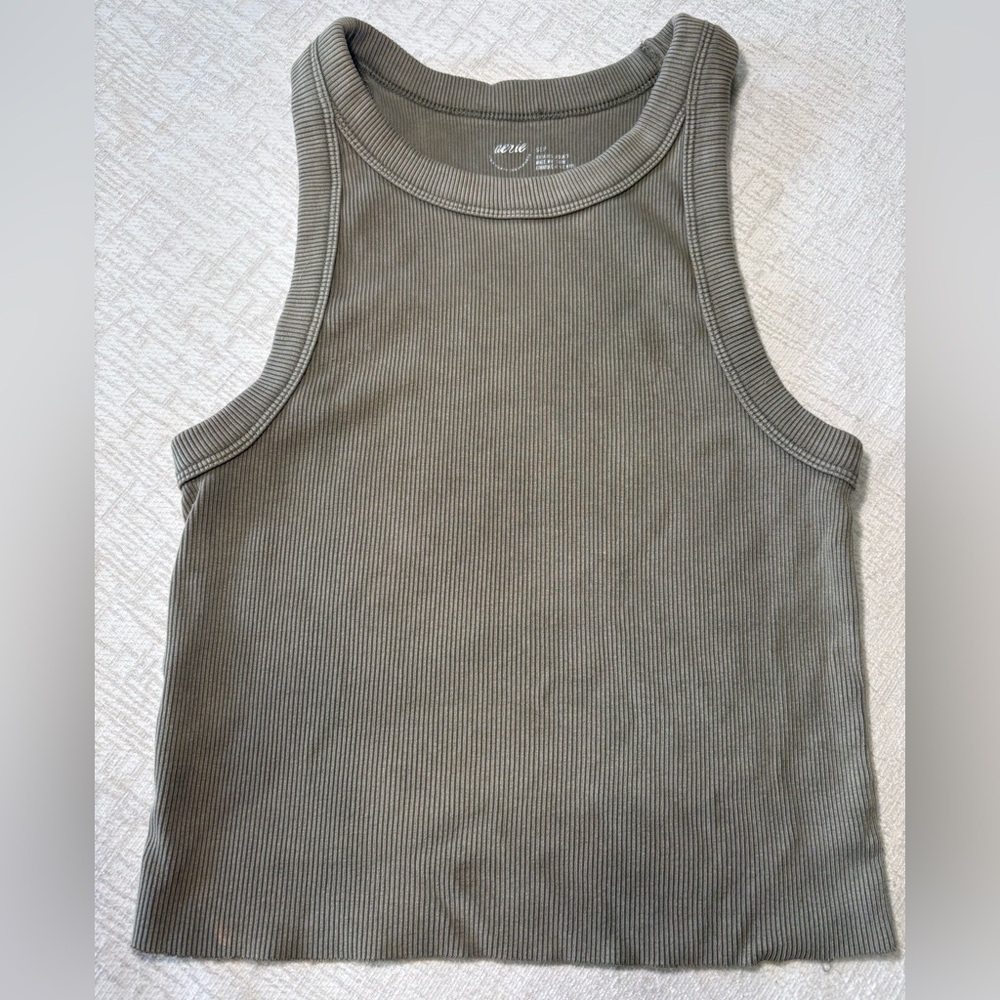 Aerie Olive Green Ribbed Tank Top Women’s Small